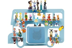 Demao Storage Shelf for Toniebox and Figures, Metal Figure Shelf for Tonies Storage,43x30cm Wall Magnetic Shelf Storage Up to 20-30 pcs,Metal Display Shelf f in Children's Room Decoration-Blue Bus