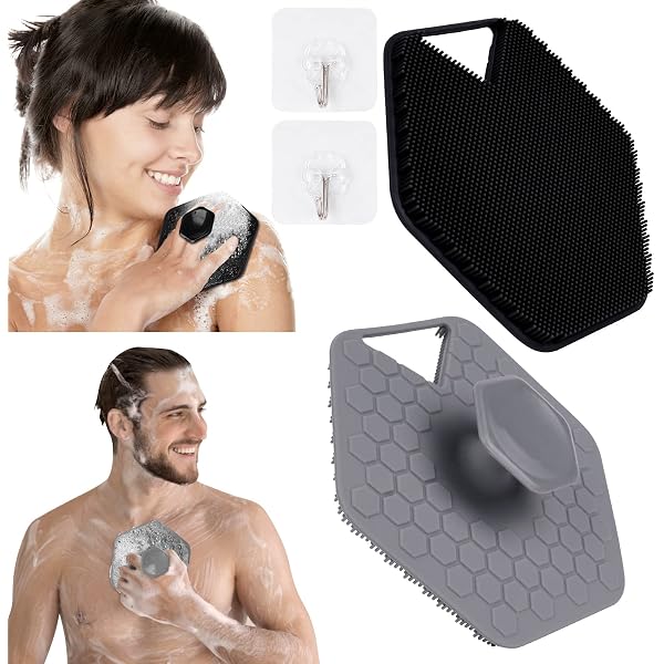 Silikon-Körperschrubber Mit Langem Griff – 38,1 Cm, 2-seitig Für Peeling & Massage, Inkl. Aufhängehaken