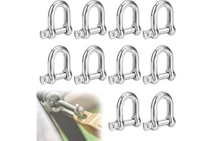 MODURIO M6 Stainless Steel D Shackle – 10PCS Heavy Duty D-Rings Shackle Bolt Set, 220kg capacity D Shackle for Outdoor Rigging, Sailing, Camping, DIY, Traction Hook Accessory