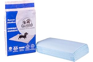 QUIBROPETS Empapadores Desechables para Perros 60x60 - Alfombrillas higiénicas para Entrenamiento de Mascotas - Atrayente de Micciones - 10 Unidades.