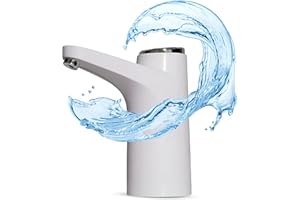 NK Dispensador de Agua - Indicador LED, Batería 1200 mAh Recargable por USB, Material de Silicona, Compatible con Garrafas y Botellas 4,5L 5L 7,5L 10L 11,3L 15L 18,9L Adaptador de 3,8-4,8cm (Blanco)