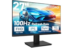 KOORUI 27 Zoll Gaming Monitor, 100Hz Full HD(1920 x 1080) Bildschirm mit integrierten Lautsprechern, HDMI, IPS Display, Neigungsverstellbar, Augenpflege, VESA-Wandmontage
