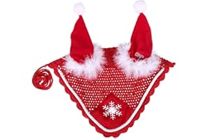 netproshop Pferde Winter-Weihnachtsmütze Fliegenhaube mit Ohren und Stickerei Gehäkelt Rot, Groesse:Full