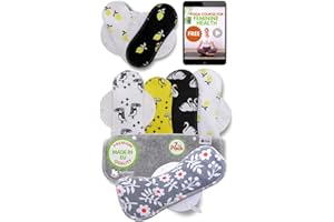 NATISSY Serviette Hygiénique Lavable Bio Coton; Lot de 7 (S,M,L,XL) Serviette Hygiénique Lavable Flux Abondant Nuit FABRIQUÉE EN UE; Protection Hygienique Lavable; Serviette Periodique Lavable Reutilisable