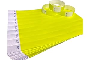 WRIST MAGIC STUDIO 10 Braccialetti Giallo neon Braccialetti di identificazione Tyvek per eventi, sicurezza, feste, festival
