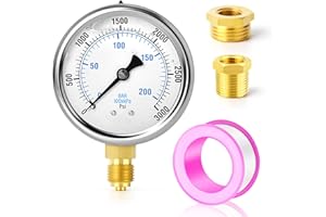 ERGAOBOY 0-210 Bar (0-3000 PSI) in acciaio inox 1/4" BSP 2,5" pollici quadrante FACE DIAL manometro per liquidi WOG acqua olio gas montaggio inferiore