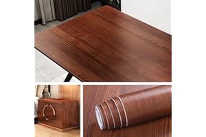 Livelynine Papier Peint Bois Brun Papier Adhésif pour Meuble Bois pour Porte Table Cuisine Chambre Salon Bureau Papier Adhésif Décoratif Amovible Lavable Autocollant de 40CM*2M