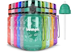 ‎BUMPLI bumpli® Trinkflasche Kinder 350ml - trinkflasche Kohlensäure geeignet, auslaufsicher, BPA-frei - Leicht & robust mit Gratis Strohhalmdeckel