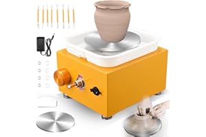 Pottery Wheel, Helangel Mini Pottery Wheel with Strong Motor 2000RPM Adjustable Speed, Potters Wheel with 10/6.5cm Plates and Sculpting Tools, Ceramic Pottery Tools Pottery Kit for Kids and Adults