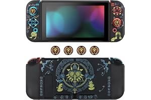 DLseego Coque pour Switch Dockable avec Couvercle pour Le joycon et Accessoires pour la Switch,Coque Souple de Protection Cool,4 Capuchons pour Le Pouce,Absorption des Chocs,Zelda