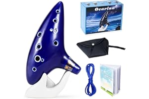 VixxNoxx Zelda Ocarina 12 trous Alt C, Ocarina of Time Replica, instruments de guérison sonore pour adultes débutants avec stand d'affichage tutoriel (bleu marine）