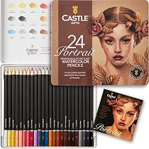 Set De 24 Crayons Aquarellables Castle Arts Botanique – Mines Intenses, Boîte Métal, Tutoriel 6 étapes, Pour Fleurs Et Feuillages, Adultes Et Offrir
