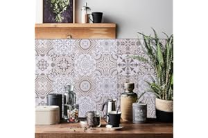 HORIWE Morocco Tile Stickers, Wall Tile Stickers, Pack of 20, Self-Adhesive Wallpaper, Tile Stickers, Tiles, Waterproof Wall Sticker for Kitchen, Bathroom, Cupboard, Furniture, Table