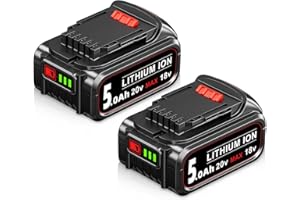 DASNITE 5000mAh 2Pack DCB184 Compatible with Dewalt 18V Power Tools Replacement for Dewalt Battery 18V DCB200
