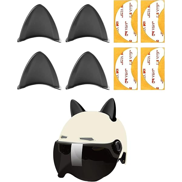 4 Orecchie Di Gatto Per Casco Moto - Decorazione Adesiva In Plastica - Foto 5