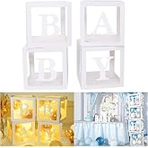 Balloon Boxes, Transparent Boxes for Plastic Balloons, 4 White Boxes of Wide Application for Gender Reveal, Balloon Boxes for