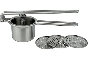 GRUNWERG Potato Ricer Hygenic Stainless Steel 3 Multifunctional Blades Mashing Pureeing Juicing 12 cm x 28 cm x 10 cm