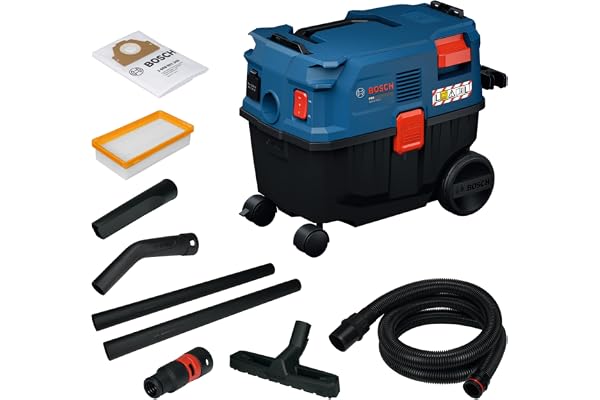 PRO kabeldrivet våt-/torrutsug GAS12-25LS (förlängningsrör i plast, platt veckad filter, 3,5 m sugslang, böjt munstycke, golvmunstycke, fogmunstycke, fleecepåse, universaladapter)