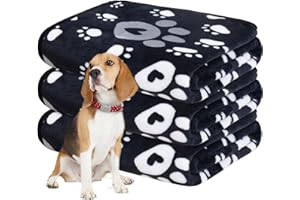 Awaytail 3 Pack Dog Blankets for Medium Dogs - Soft Fuzzy Flannel Pet Blankets for Dogs - Cute Paw Print Blanket Washable for Couch Bed Car - 60x80cm
