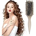 BIGTHREE® Curly Hair Brush, Bounce Defining Curl Brush, with Prongs, Reduce Hair Pulling And Curl Separation, Detangling, Shaping and Defining Curls, Hair Styling Tools for Women and Men (Khaki)