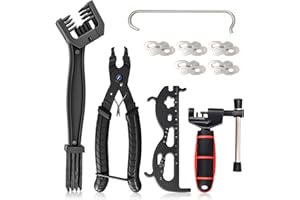 PCVANLEY Kit d'outils de réparation de chaîne de vélo,disjoncteur, Brosse,Pince à maillons, Crochet de chaîne et maillon Rapide pour chaînes 6-8/9/10/11/12 Vitesses