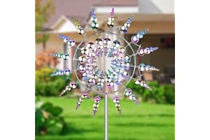 JRDFHT Mulino a Vento in Metallo, Girandola a Vento da Giardino Unico e Magico, 3D Wind Spinner con Paletto da Giardino, Spinner da Giardino All'aperto per Terrazze, Prato (Colore)