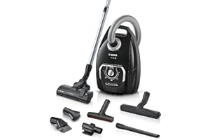 ‎BOSCH Bosch Staubsauger mit Beutel Serie 8 BGL8XALL, Testsieger, ideal für Allergiker, Hygiene-Filter, 10 Jahre Motorgarantie, Hartbodendüse, XXL-Polsterdüse, langes Kabel, Made in Germany, 650 W, schwarz