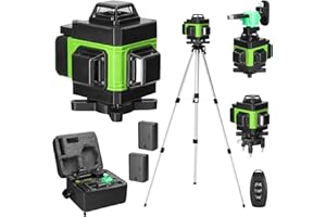 Geevorks Niveau Laser 4D 16 Lignes ±3° Niveau Automatique, 2x2400 mAh Batteries Rechargeables IP54, 1.2M 3-Réglable trépied