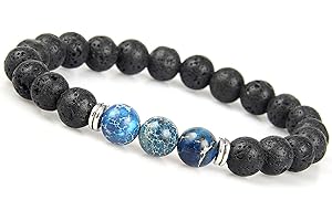 GD GOOD.designs Chakra Perlenarmband Lavastein für Herren - Naturstein Armband mit schwarzen Lava Perlen I Unisize Energiearmband Männer