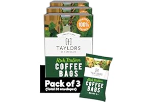 Taylors of Harrogate, Roast 4, Rich Italian Coffee Bags, 3 Boxes of 10 (Total 30 Bags)
