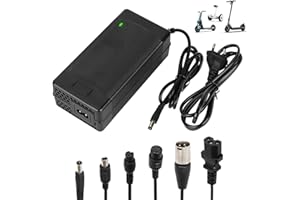 Tumacado Chargeur 54,6V 2A pour Trotinette Electrique，Chargeur E-Bike, 48V Universel Chargeur Batterie Lithium avec 6 Connecteurs，Charge Rapide pour Hoverboard，E-Bike，Scooter électrique