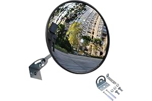 DYUEE 45 cm Safety Mirror with Wall Mount Bracket, Adjustable Convex Traffic Mirror, Wide Angle Driveway Mirror for Garage, Traffic, Driveways, Office, Courtyard, Warehouse（Diameter 45 cm）