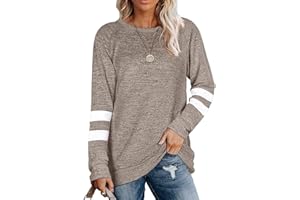Coloody Camisetas Casuales de Manga Larga con Cuello Redondo para Mujer Blusas Sudaderas Túnica Tops Sin Capucha Pullover