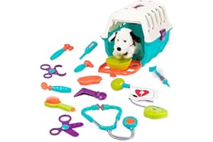 Battat - Kit vétérinaire avec dalmatien – Jouets et outils vétérinaires avec cage de transport – pour enfants âgés de 2 ans et + (15 articles)