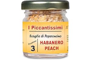 I Piccantissimi - HABANERO PEACH peperoncino piccantissimo in vasetto da (15 gr) - Scaglie di Peperoncino a lunga coltivato in Italia (300.000 SHU)