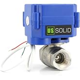 U.S. Solid 3/4" Motorized Valve 9-24V AC/DC Stainless Steel Normally Closed NC Electric Ball Valve, 2 Cables, Automatic Retur