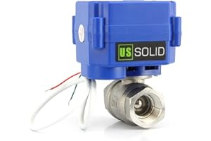 U.S. Solid 3/4" Válvula Motorizada 9-24V AC/DC acero inoxidable Normalmente Cerrada NC Válvula de bola electrica, 2 Cables, Regreso Automatico, Puerto estándar