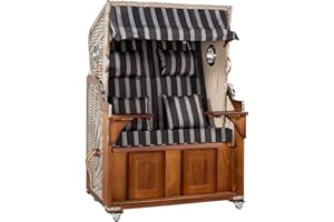 ‎WEBAVITA Webavita Premium Strandkorb Korsika | 2-Sitzer mit Bullauge aus Pinie in Anthrazit | Luxus für Garten Balkon Wintergarten | FSC 100%