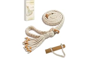 Eptusmey Correa Esterilla Yoga, Correa de Macramé Bohemia Hecha a Mano con Trenzado, Borlas y Cuentas, Elástico Correa Ajustable Para Esterilla De Yoga (Esterilla No Incluida)