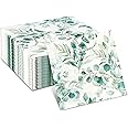 Eucalyptus 100 Pack 3-Ply Napkins Disposable Leaf Paper Green Leaves Guest Towels, Green Vintage Eucalyptus Paper Napkins for Wedding Party Garden (One Size, pcs, 100)