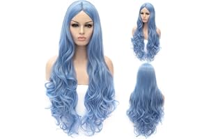 CoastaCloud LOLITA 30" Parrucca Da Donna Capelli Lunghi Mossi Ricci Per Travestimento Cosplay Blu
