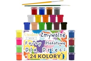 ‎CREATIVE DECO Creative Deco Zestaw Farb Plakatowych | 20 ml x 24 Kolorów | Nietoksyczne | Podstawowe, Neonowe, Brokatowe, Metaliczne i Intensywne Kolory | Idealne dla Dzieci, Studentów, Artystów, Pasjonatów Sztuki