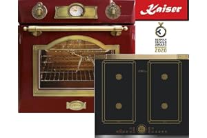 Kaiser Herd Set EH 6355 RotEm+KCT 6745 AD, Elektro Backofenset, Autark, 79L, Einbau Backofen, 8 Funktionen+Einbau Induktions Kochfeld 60 cm, Retro, Flex/Free Zone, Autark, Antik