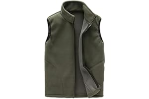 Duohropke Chaleco softshell para hombre y niño, de invierno, con forro polar, sin mangas, antibolitas, cuello alto, forro polar, chaleco de invierno, chaleco para correr, chaqueta impermeable para