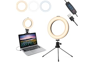 WISD LED Ring Light 6" LED Makeup Ring Light with Dimmable 3 Modes 10 Brightness Level Mini Desktop LED Lamp with Clip for PC Monitor/MacBook/iMac/Makeup/YouTube/Live Streaming/Photo/TiK Tok