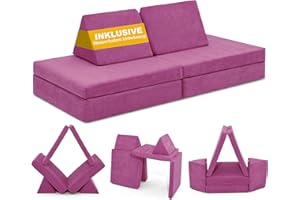 Linodino® Spielsofa | Kindersofa aus Schaumstoff Bausteine - Spielsofa für Kinder & Kuschelecke im Kinderzimmer [OHNE Harte Teile] | Schmetterlings Lila