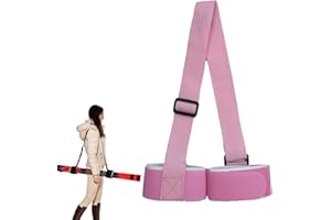 Doukesh Esquí Correa Ajustable,Correa para Transportar SnowboardBastones Esquí,Correas de Esquí,Bandas de Fijación de Esquís,Correas Sujeción Esquí con Almohadillas Protectoras,Rosa
