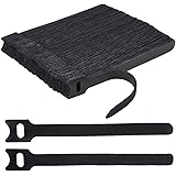 100 x Black Adjustable Reusable Cable Straps, Hook and Loop Cable Straps Cable Ties, Loop Long Cable Straps