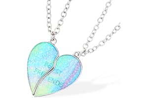 LENTQIUTT 2 Pcs BFF magnético collar de la amistad de aleación de amor arenas movedizas collar de la amistad para el mejor amigo de la muchacha regalo de cumpleaños de la cadena colgante de regalo