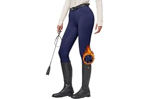 WILLIT Pantalon d'équitation d'hiver doublé en polaire pour femme - Collants en silicone - Collants d'équitation thermiques avec poches et passants de ceinture